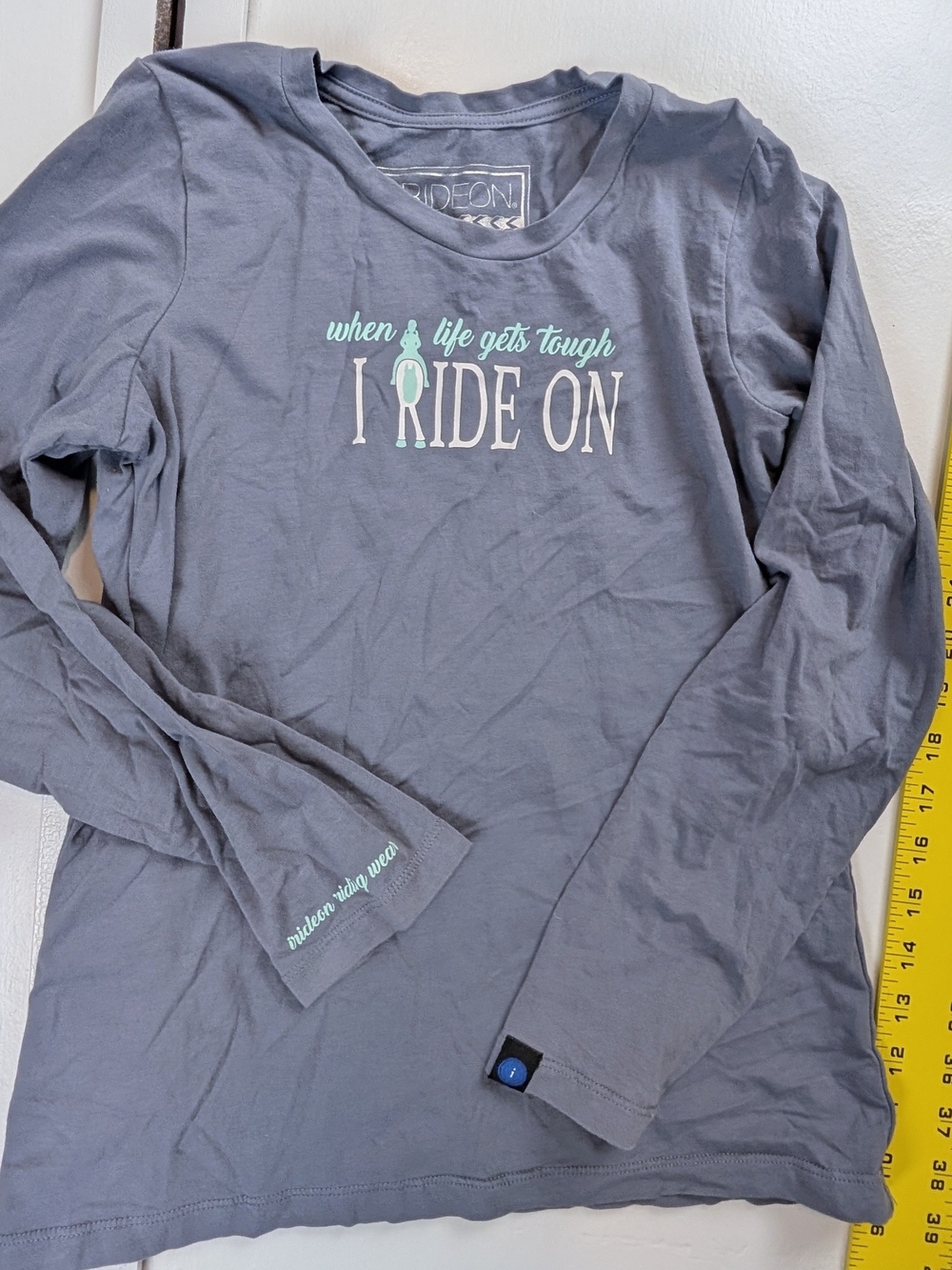 Kids Long Sleeve Graphic Tee - Grey with Mint Accents